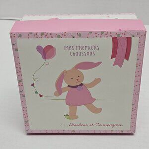 New Doudou Paris Bunny Pink Rabbit Baby Infant Bootie Boots Slippers France